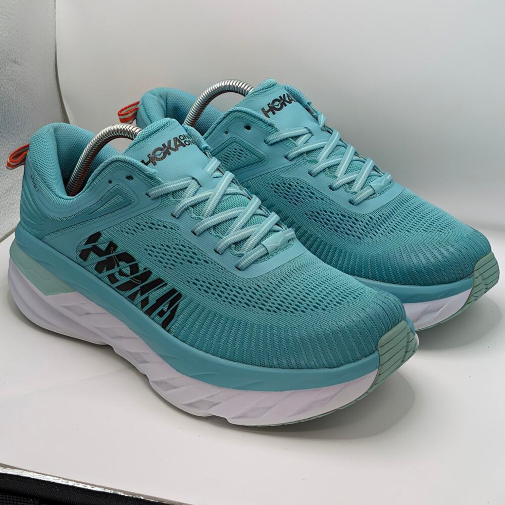 Hoka One One Bondi 7 Wide Aquarelle Eggshell Blue Womens 10.5 D UK 9 Shoes